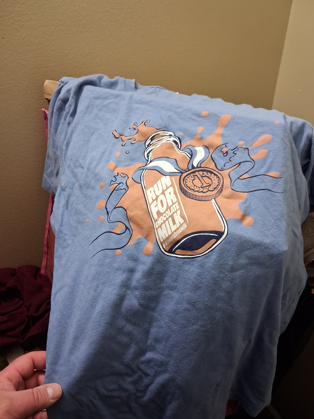 Bella Canvas Light Blue Graphic Tee with Tan & Navy Print
